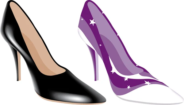 Högklackade skor i olika färger — Stock vektor