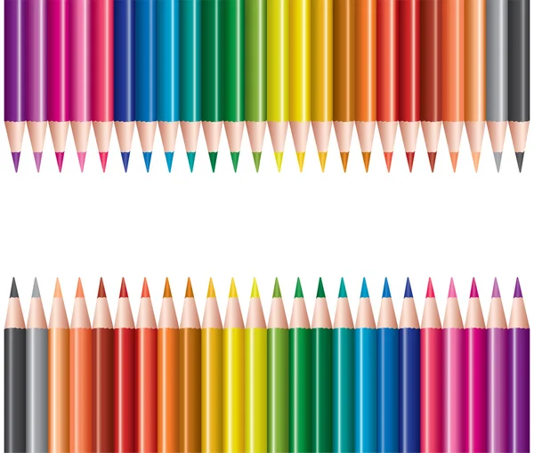 Lápices de colores en filas — Vector de stock