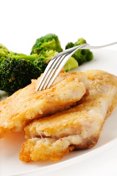 stock image Broccoli and fish dish