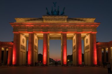 Brandenburg Gate in red light clipart