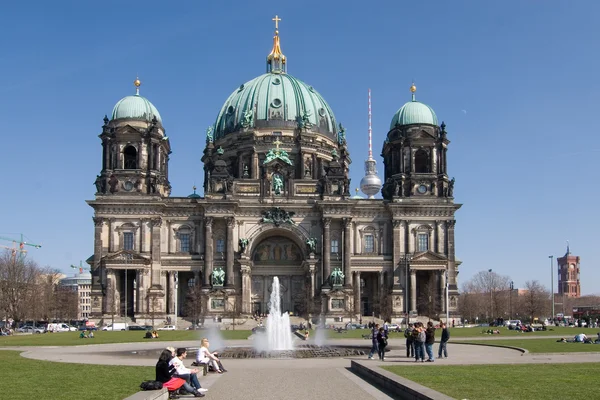 Berliner Dom Met Toren City Hall Achtergrond — Stockfoto