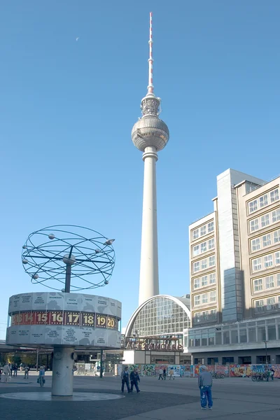 Alexanderplatz Dünya Saati Televizyon Kulesi — Stok fotoğraf