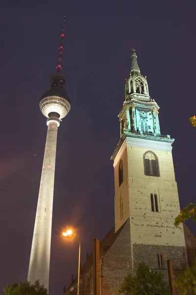 Fernsehturm Und Kirchturm Berlin — Stockfoto