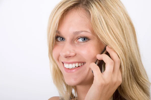Junge Frau Telefoniert Mit Handy — Stock Fotó