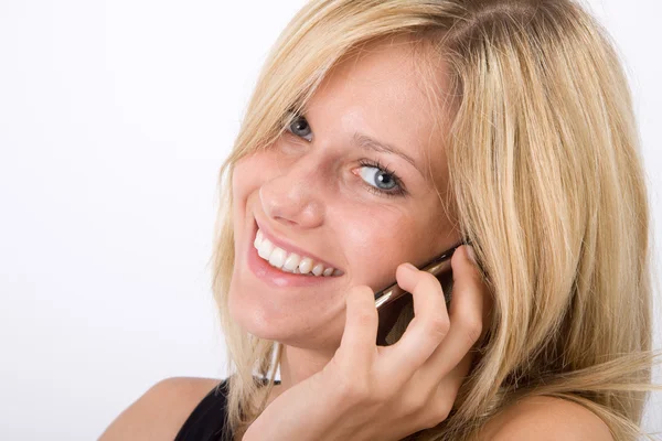 Junge Frau Telefoniert Mit Handy — Stock Photo, Image