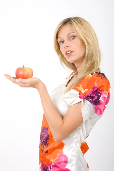 Junge Frau Mit Einem Apfel Mão Der — Fotografia de Stock