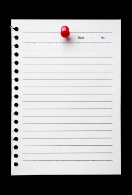 Blank note / to-do list / post-it held by a thumbtack clipart