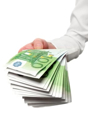 European money in hand clipart