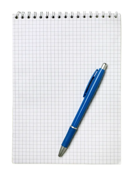 Üres notebook és a toll — Stock Fotó