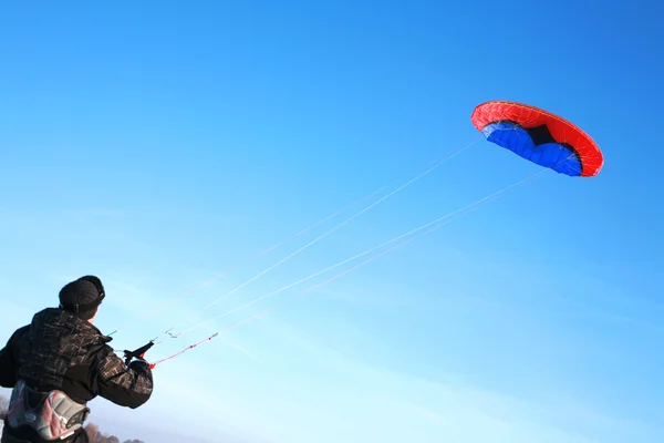 Κόκκινο μπλε δύναμη kite Φωτογραφία Αρχείου