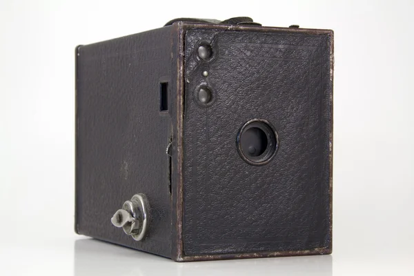 Oude Vintage Vak Camera Detail Witte Achtergrond Rechtenvrije Stockafbeeldingen
