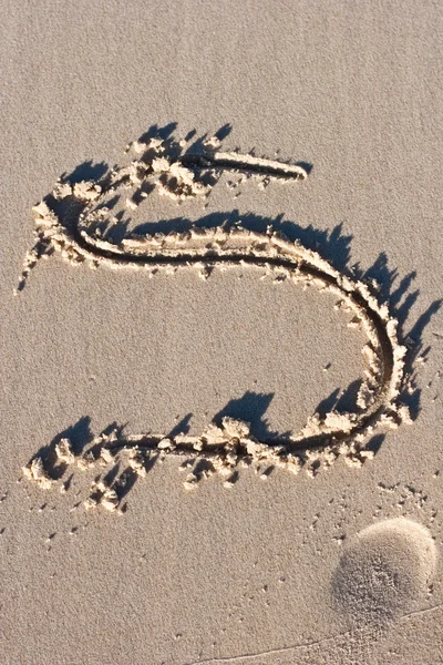 stock image Letter S drawn in the sand.