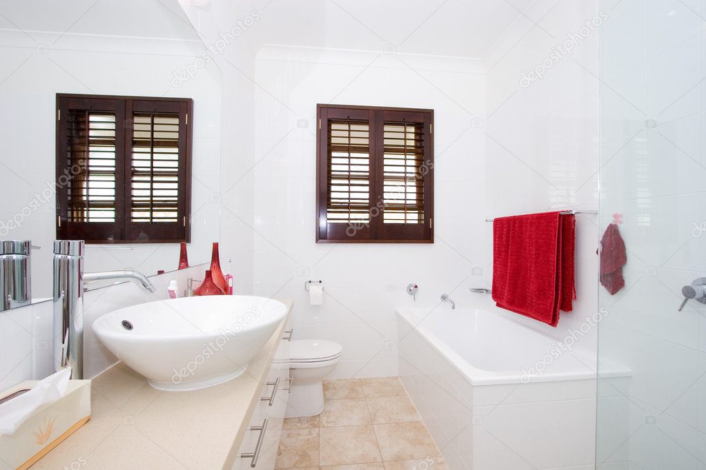 Clean and white bathroom interior
