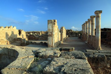 tapınağın sütun. Kato Pafos arkeolojik park. Paphos, Kıbrıs.