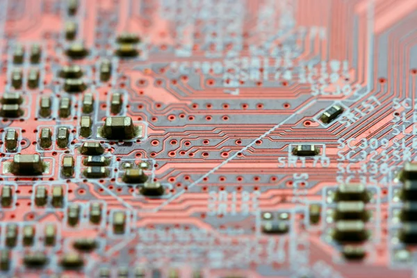 stock image Electronic circuit board closeup photo. Selected focus on center.