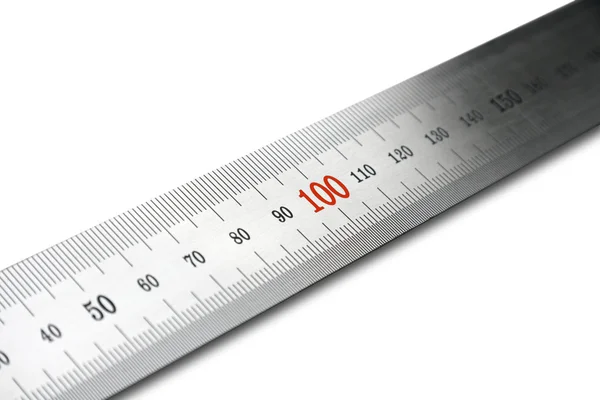 stock image Steel ruler. Diagonal view. Isolated.