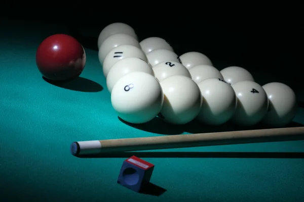 Pool equipment. Number 8 ball on a foreground. — Stock Photo, Image