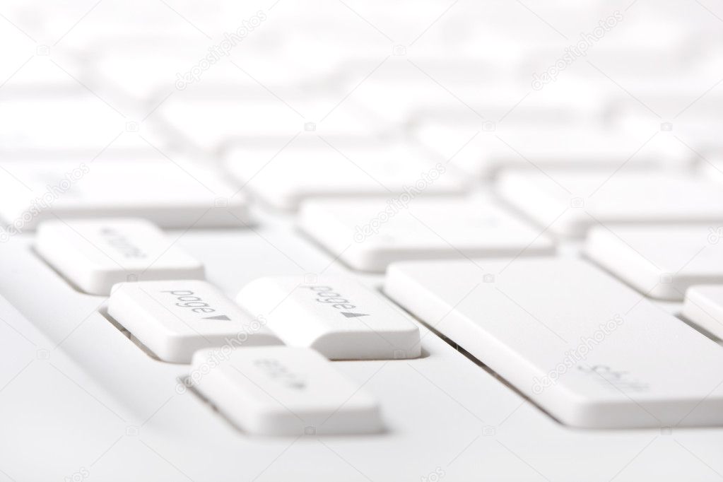 White laptop keyboard closeup