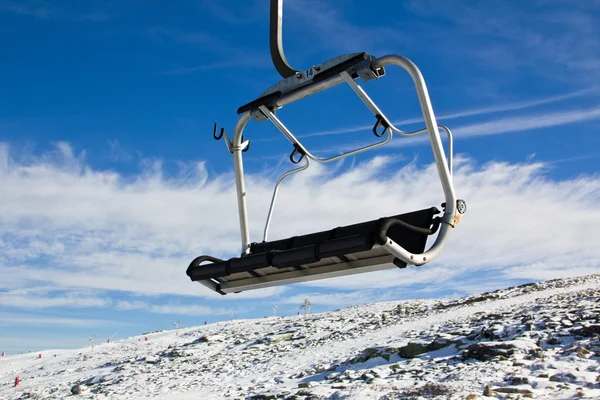 stock image A view from aerial tramway with rocks and snow in Serra da Estrela – mountain range in Portugal (Mountain Range of the Star)