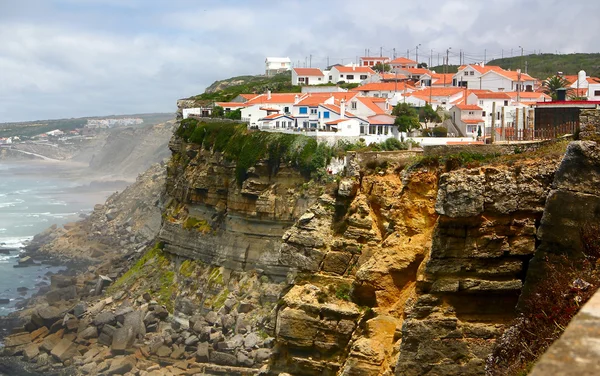 Tengerparti falu, egy sziklán - azenhas do mar, Portugália Stock Fotó