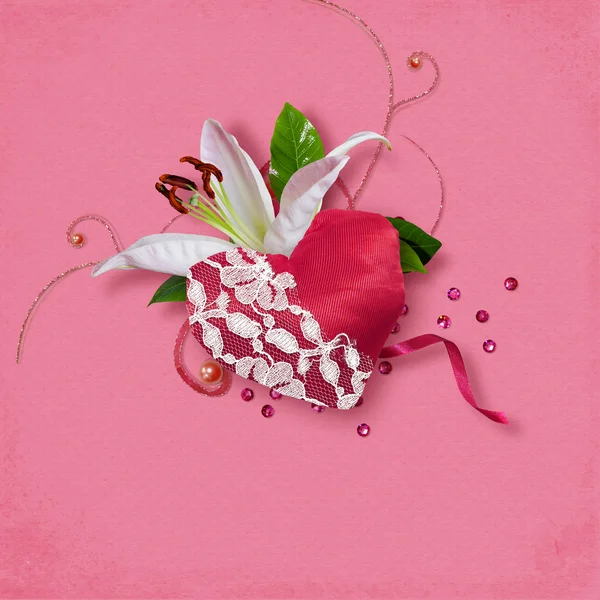 Piękny różowy tło z serca — Zdjęcie stockowe