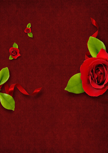 Invitation or congratulation card for Valentine's day with rose