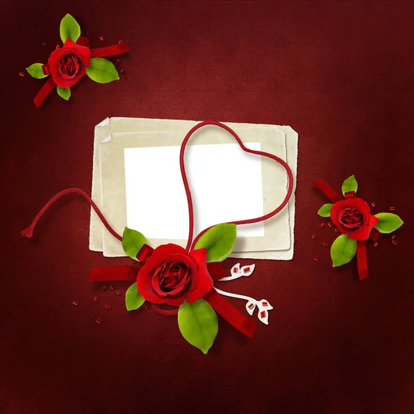 Mooie Valentijnsdag kaart met hart string — Stockfoto