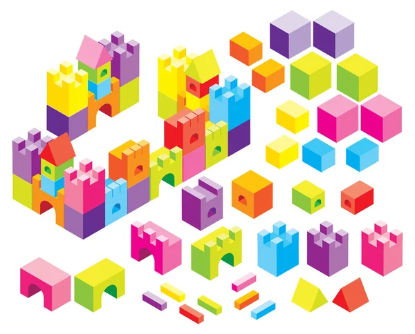 Cubos Figuras Isométricas Para Construir Diversas Formas — Archivo Imágenes Vectoriales