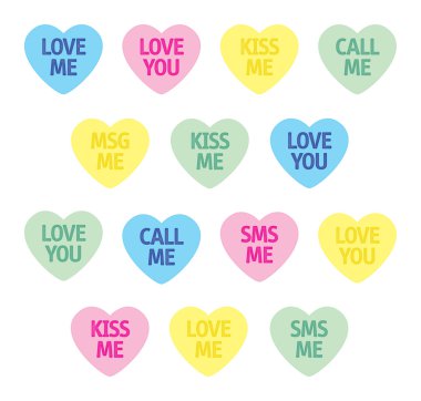 Conversation lollies with various messages clipart