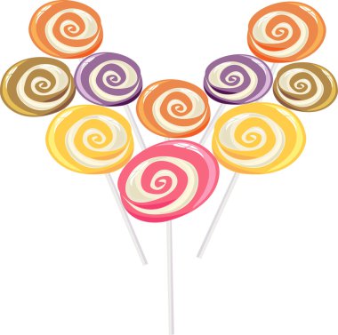 Vector illustration colourful juicy lollipop, heart shape. clipart
