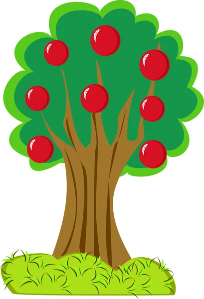 Isolerade Äppelträd Vit Bakgrund — Stock vektor