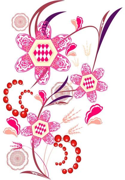 Abstrakter Hintergrund Mit Blumen Auf Rosa Mit Platz Für Text — Stockvektor