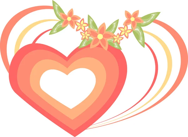Corazón Rosa Flores Aisladas Sobre Fondo Blanco Ilustración San Valentín — Vector de stock
