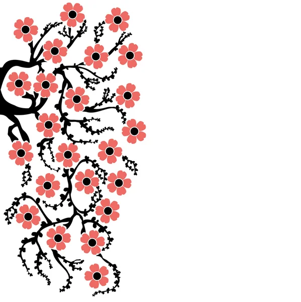 与樱花鲜花的装饰背景的插图 矢量图形