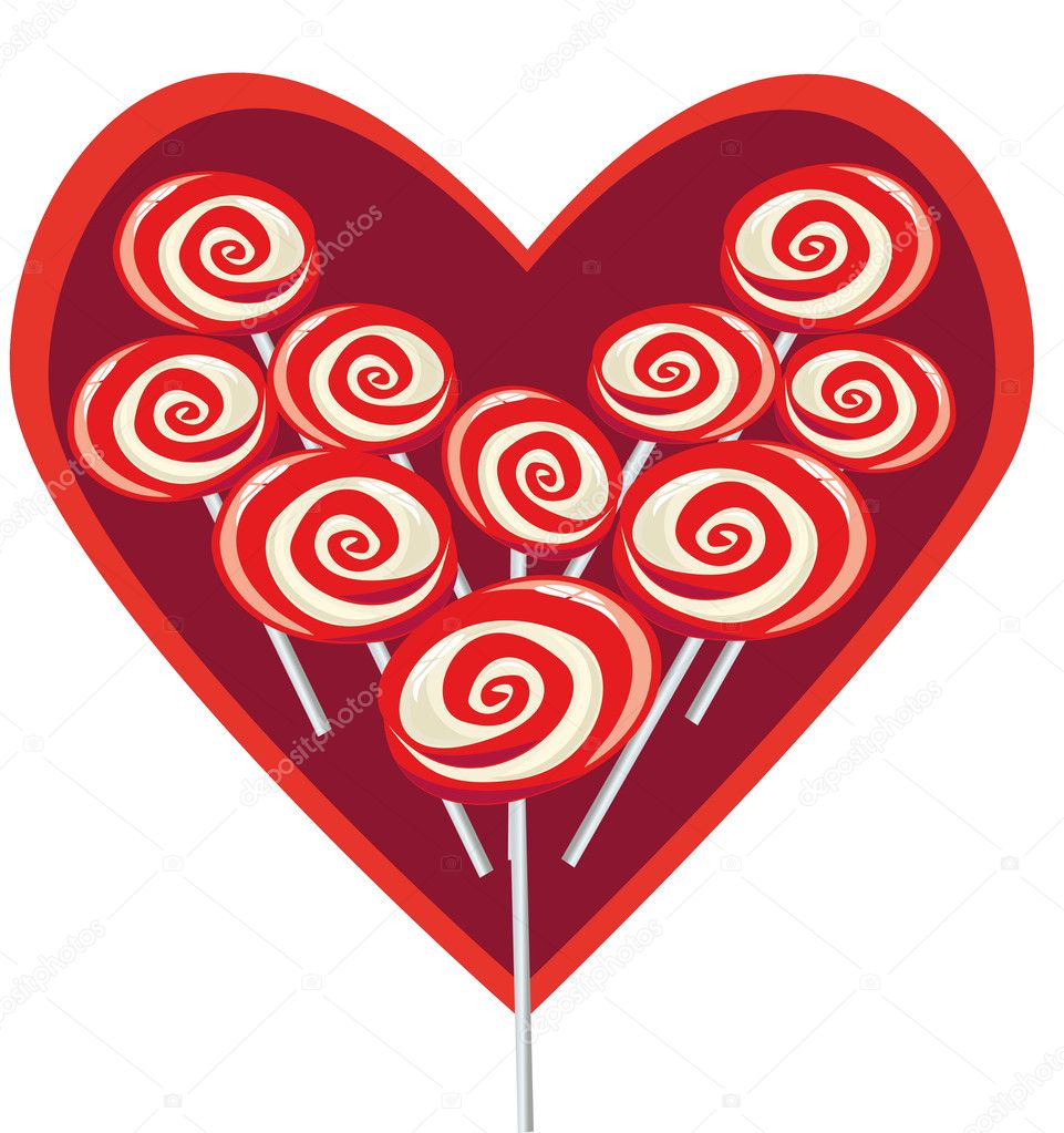 Download Sweet heart shape lollipop — Stock Vector © Olegnesterov ...