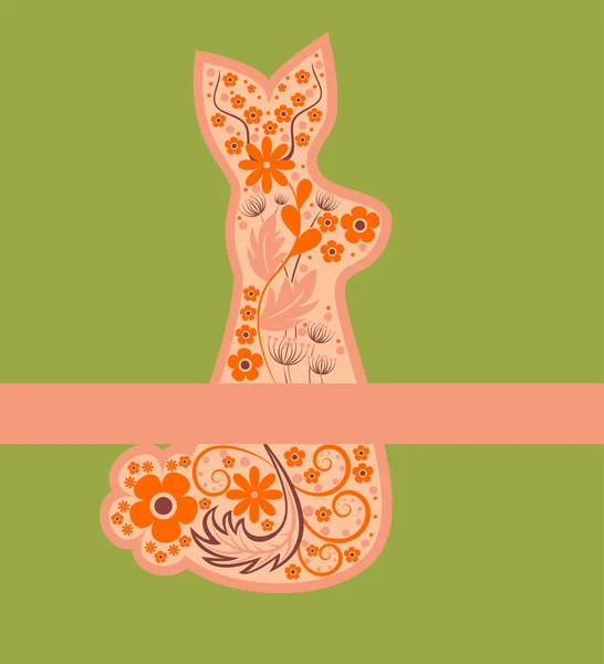 用鲜花装饰复活节兔子 — 图库矢量图片