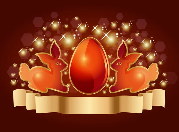 Easter egg and rabbits background — Stock Vector