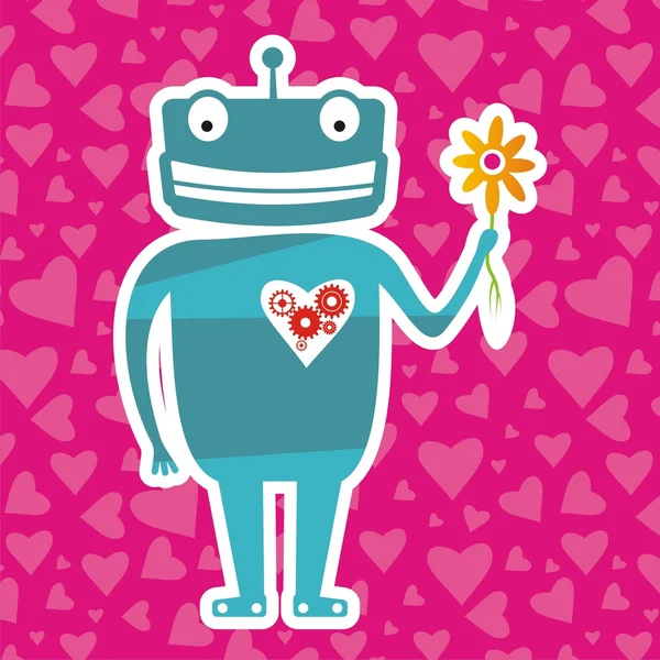 Robot Valentine Kalp — Stok Vektör