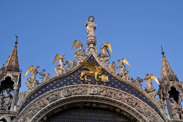 Ornate Frontage Marks Basilica Venice Italy — Stock Photo, Image