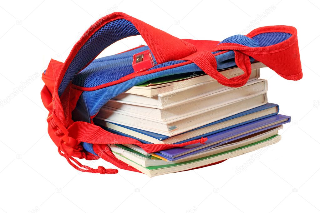 School bag with books Stock Photo by costasz 4846841