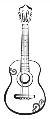 Classic guitar sketch in black lines