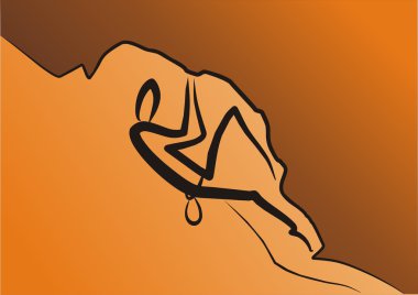 Climbing concept, climber on the orange background clipart