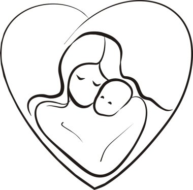 Mother and child concept in heart frame clipart