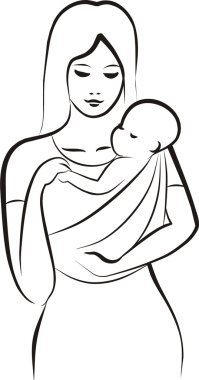 Mother and child in sling concept clipart