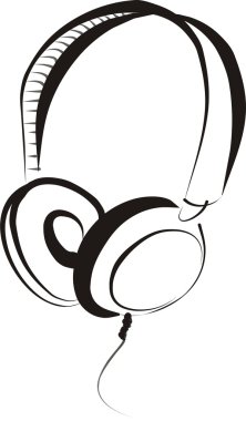 Head phones icon in black lines clipart