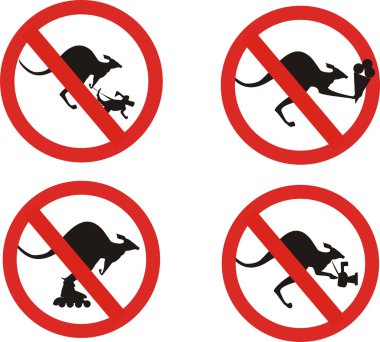 Kangaroos no entry sign set clipart