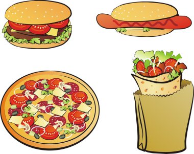 Set of fast food products clipart