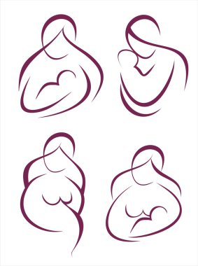 Set of symbols mother and child part2 clipart