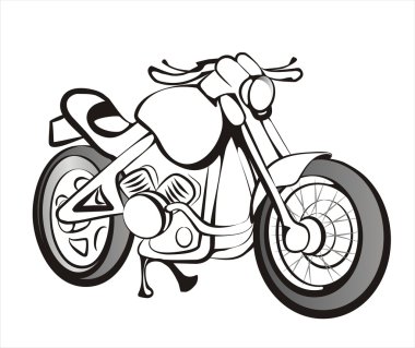 Motorcicle sketch in black lines isolated clipart