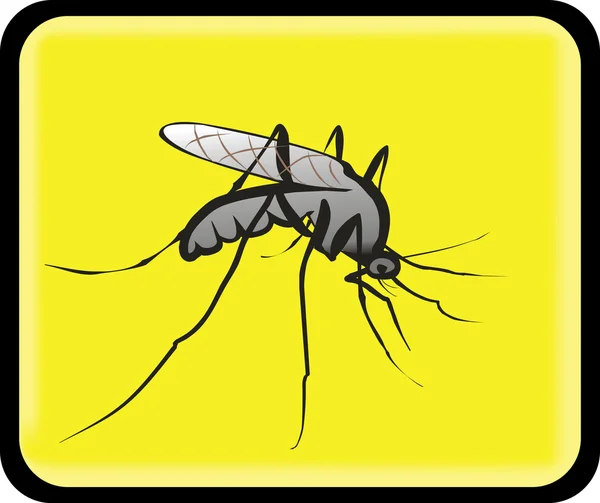 Aandacht Muggen Ondertekenen Geel Vierkant — Stockvector